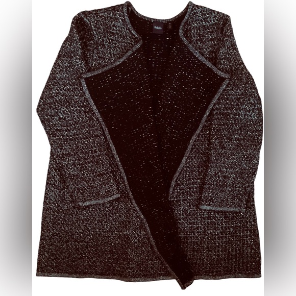 $94.50 NWT Black Gold Metallic Open Front RAFAELLA Sweater Size 2X - Picture 1 of 5